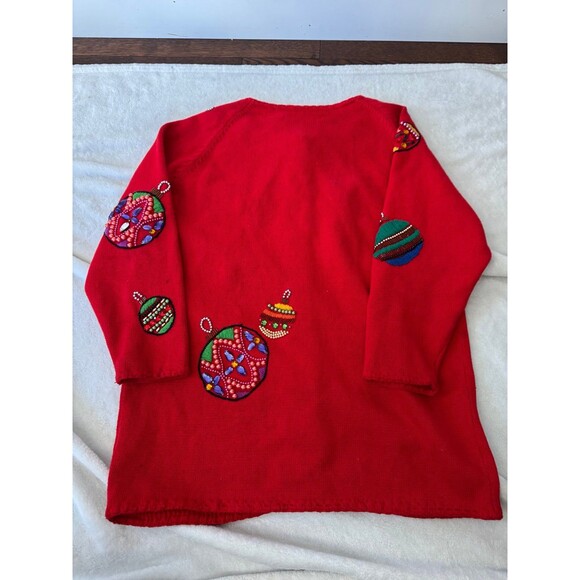 Vintage Michael Simon Ornament Beaded Christmas Sweater Cardigan Sz 2 Small XS - Picture 4 of 9
